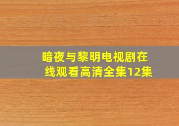 暗夜与黎明电视剧在线观看高清全集12集