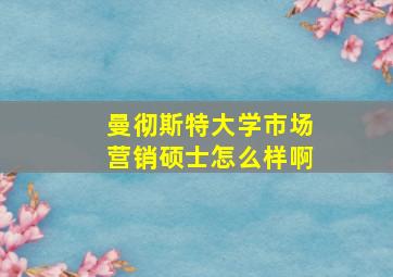 曼彻斯特大学市场营销硕士怎么样啊