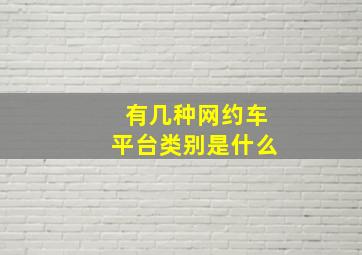 有几种网约车平台类别是什么