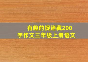 有趣的捉迷藏200字作文三年级上册语文