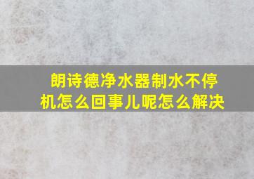 朗诗德净水器制水不停机怎么回事儿呢怎么解决