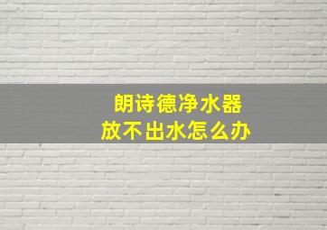 朗诗德净水器放不出水怎么办