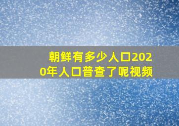 朝鲜有多少人口2020年人口普查了呢视频