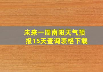 未来一周南阳天气预报15天查询表格下载