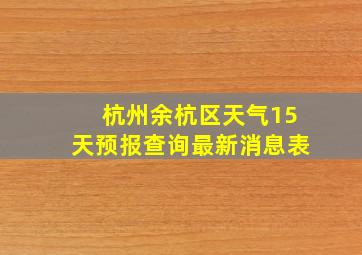 杭州余杭区天气15天预报查询最新消息表