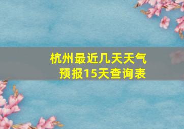 杭州最近几天天气预报15天查询表