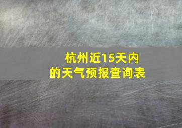 杭州近15天内的天气预报查询表