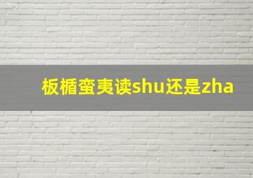 板楯蛮夷读shu还是zha