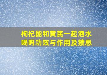 枸杞能和黄芪一起泡水喝吗功效与作用及禁忌