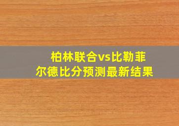 柏林联合vs比勒菲尔德比分预测最新结果