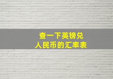 查一下英镑兑人民币的汇率表