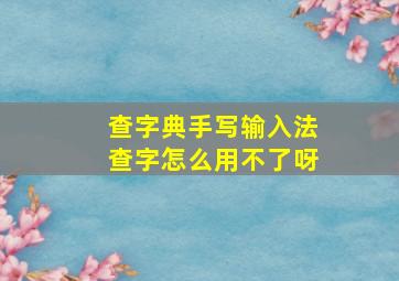 查字典手写输入法查字怎么用不了呀