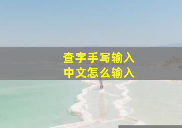 查字手写输入中文怎么输入