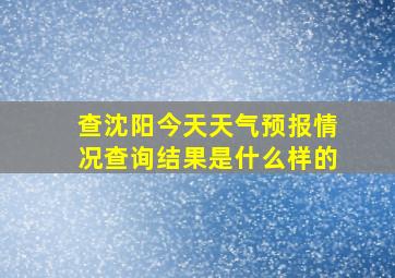 查沈阳今天天气预报情况查询结果是什么样的