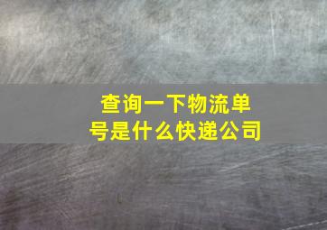 查询一下物流单号是什么快递公司