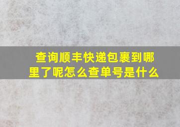 查询顺丰快递包裹到哪里了呢怎么查单号是什么