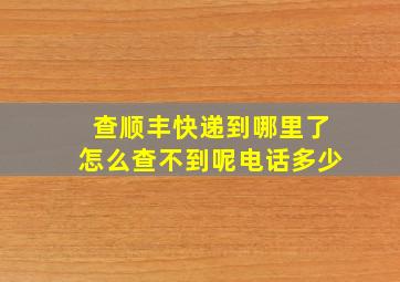 查顺丰快递到哪里了怎么查不到呢电话多少