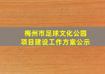 梅州市足球文化公园项目建设工作方案公示