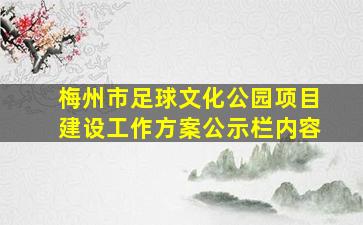 梅州市足球文化公园项目建设工作方案公示栏内容