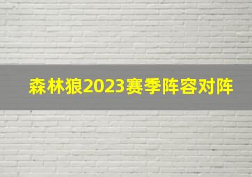 森林狼2023赛季阵容对阵