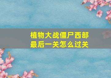 植物大战僵尸西部最后一关怎么过关