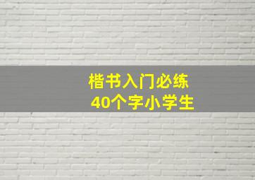 楷书入门必练40个字小学生