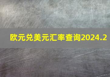 欧元兑美元汇率查询2024.2