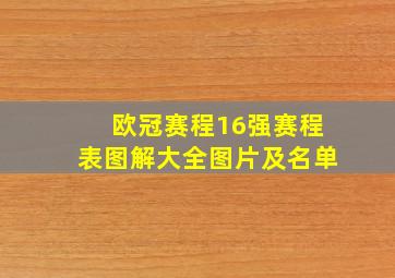 欧冠赛程16强赛程表图解大全图片及名单