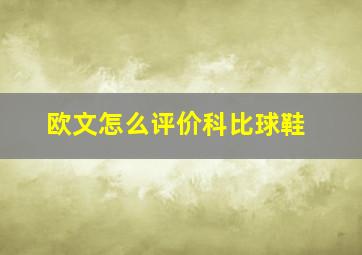 欧文怎么评价科比球鞋