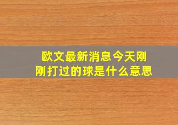 欧文最新消息今天刚刚打过的球是什么意思