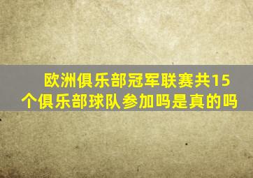 欧洲俱乐部冠军联赛共15个俱乐部球队参加吗是真的吗