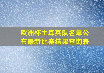 欧洲杯土耳其队名单公布最新比赛结果查询表