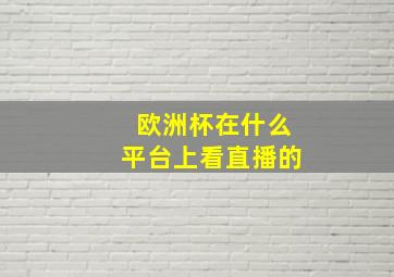 欧洲杯在什么平台上看直播的