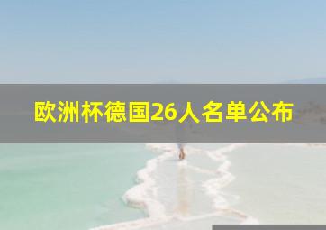 欧洲杯德国26人名单公布