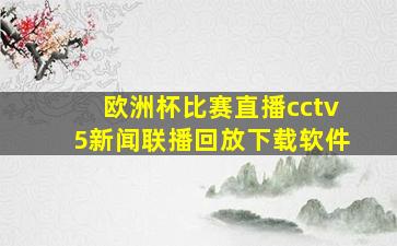 欧洲杯比赛直播cctv5新闻联播回放下载软件