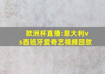 欧洲杯直播:意大利vs西班牙爱奇艺视频回放