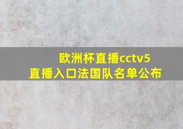 欧洲杯直播cctv5直播入口法国队名单公布