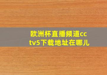 欧洲杯直播频道cctv5下载地址在哪儿