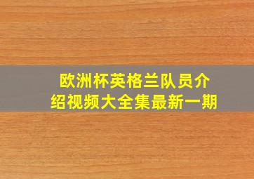 欧洲杯英格兰队员介绍视频大全集最新一期