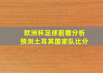 欧洲杯足球前瞻分析预测土耳其国家队比分