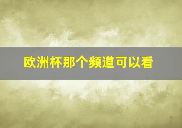 欧洲杯那个频道可以看