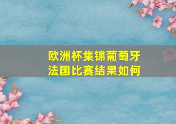 欧洲杯集锦葡萄牙法国比赛结果如何