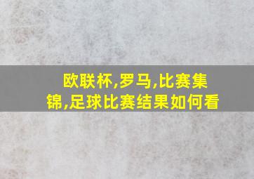 欧联杯,罗马,比赛集锦,足球比赛结果如何看