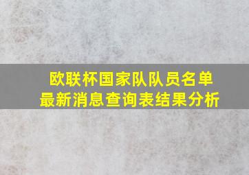 欧联杯国家队队员名单最新消息查询表结果分析