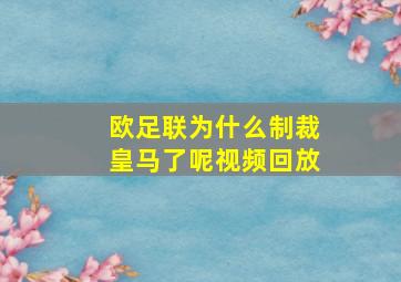 欧足联为什么制裁皇马了呢视频回放