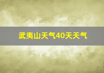 武夷山天气40天天气