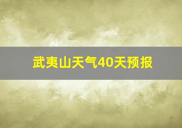 武夷山天气40天预报