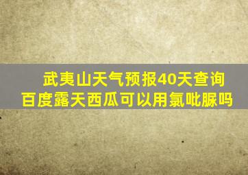 武夷山天气预报40天查询百度露天西瓜可以用氯吡脲吗