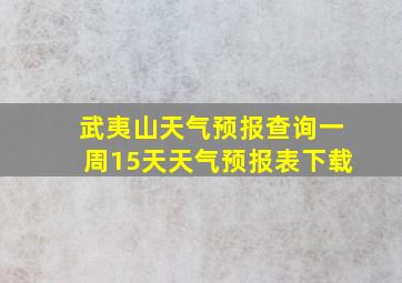 武夷山天气预报查询一周15天天气预报表下载