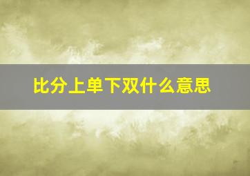 比分上单下双什么意思